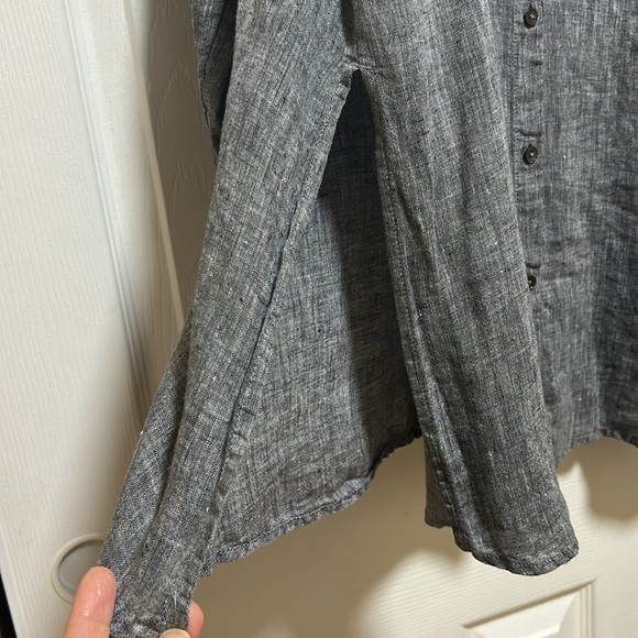 J. Jill Love Linen Yard Dyed Tunic Button Up Charcoal Gray- Size X-Large - Picture 7 of 9